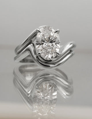 1.50- 3.0  CT Oval cut  Lab Grown Diamond Solitaire Setting Bridal Set