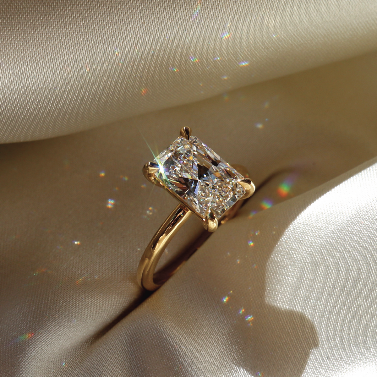 2.0 - 3.0 CT Radiant Cut Solitaire Style Moissanite Engagement Ring