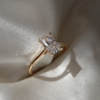 Solitaire Ring with 2.0 CT Radiant Moissanite - violetjewels