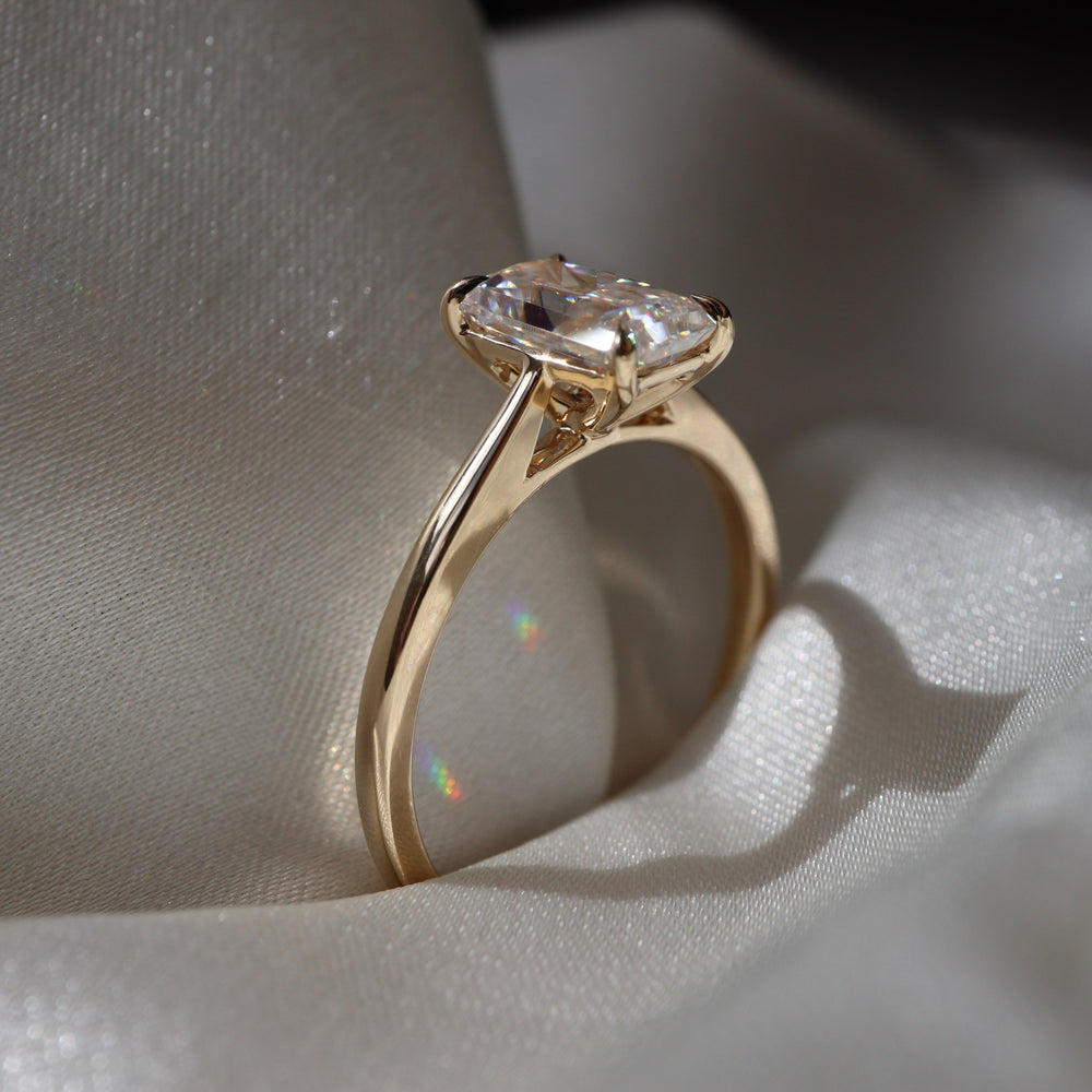 Solitaire Ring with 2.0 CT Radiant Moissanite - violetjewels