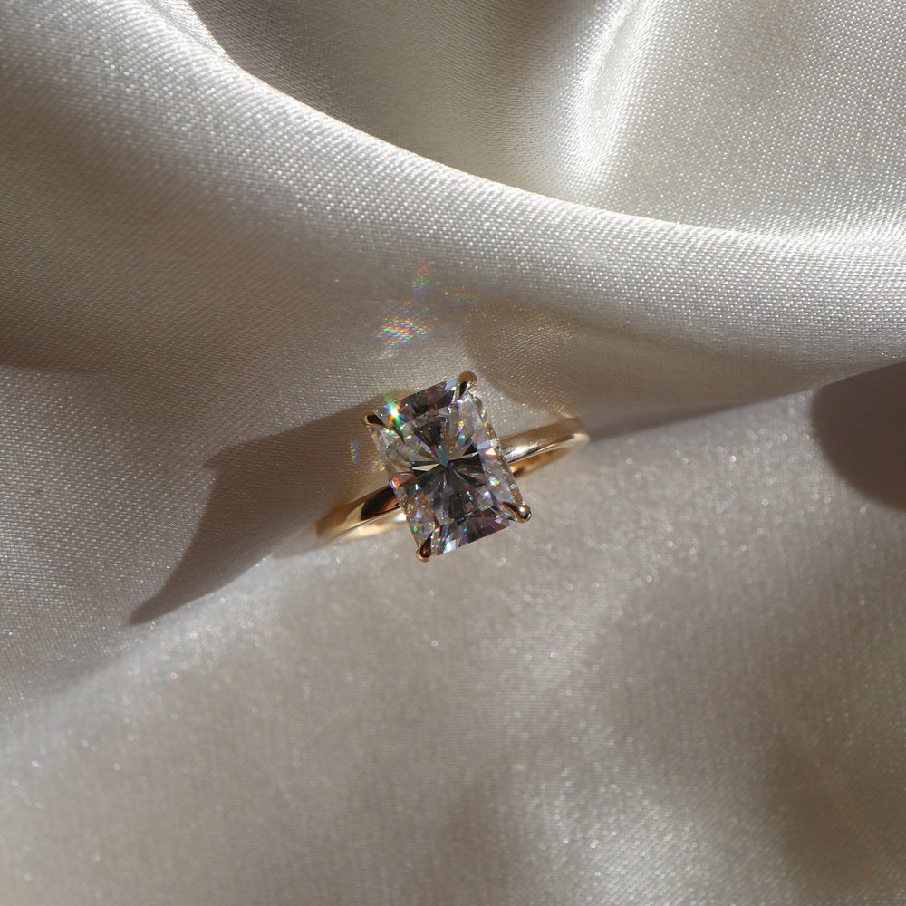 Solitaire Ring with 1.50 CT Radiant Moissanite - violetjewels