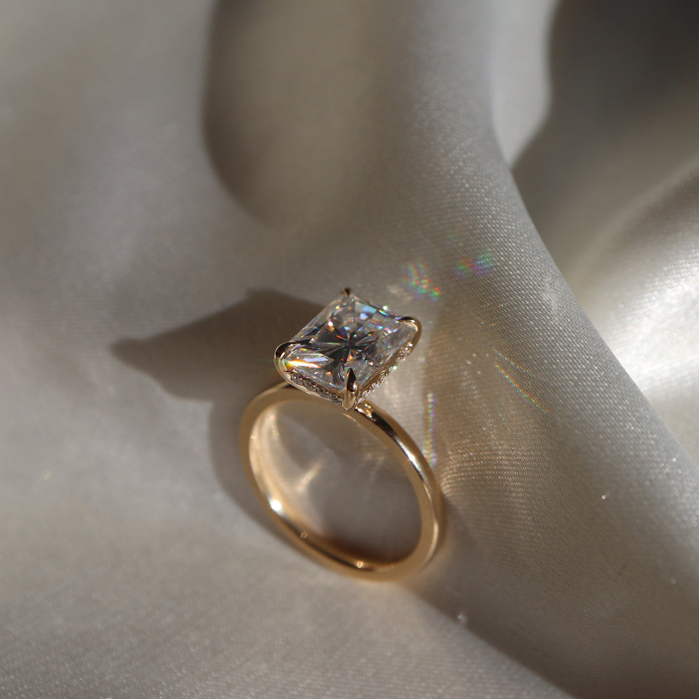 Solitaire Ring with 1.50 CT Radiant Moissanite - violetjewels