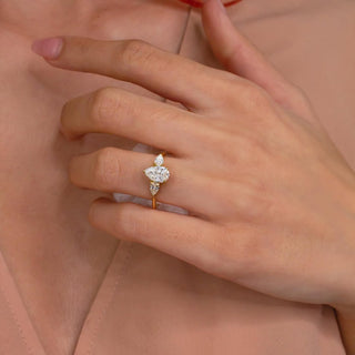 1.2 - 4.2 CT Pear CVD Diamond Three Stone Style Engagement Ring