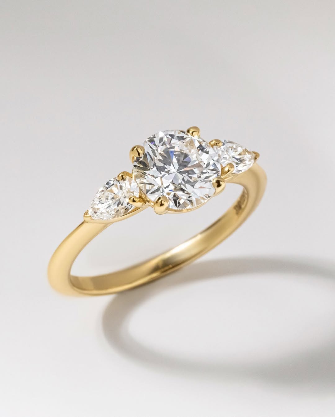 1.0 - 3.0 CT Round Lab Grown Diamond Three Stone Style Engagement Ring