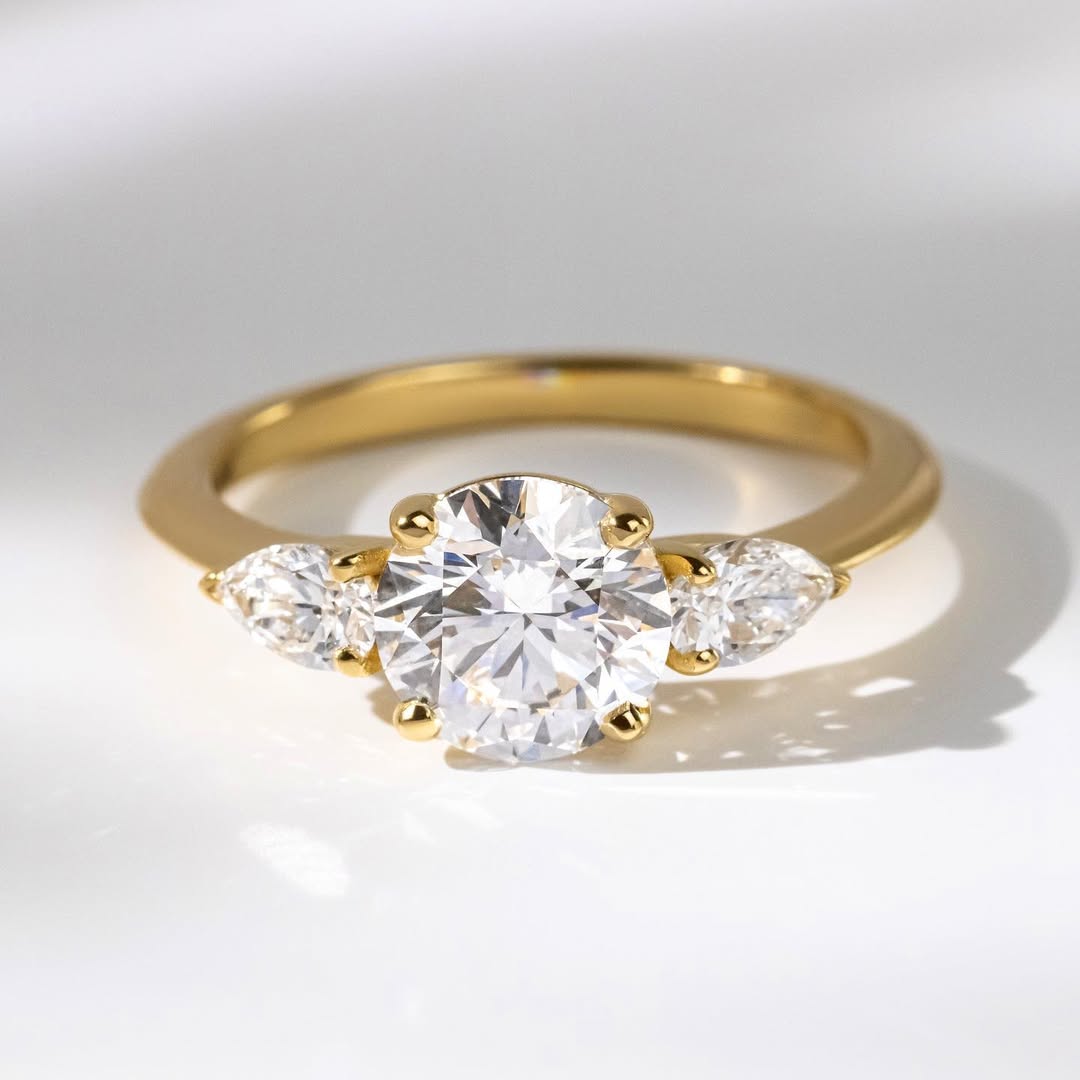 1.0 - 3.0 CT Round Lab Grown Diamond Three Stone Style Engagement Ring