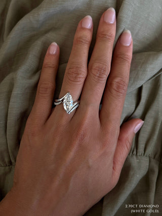 1.0 - 2.0  CT Marquise Cut  Lab Grown Diamond Solitaire Bridal Set