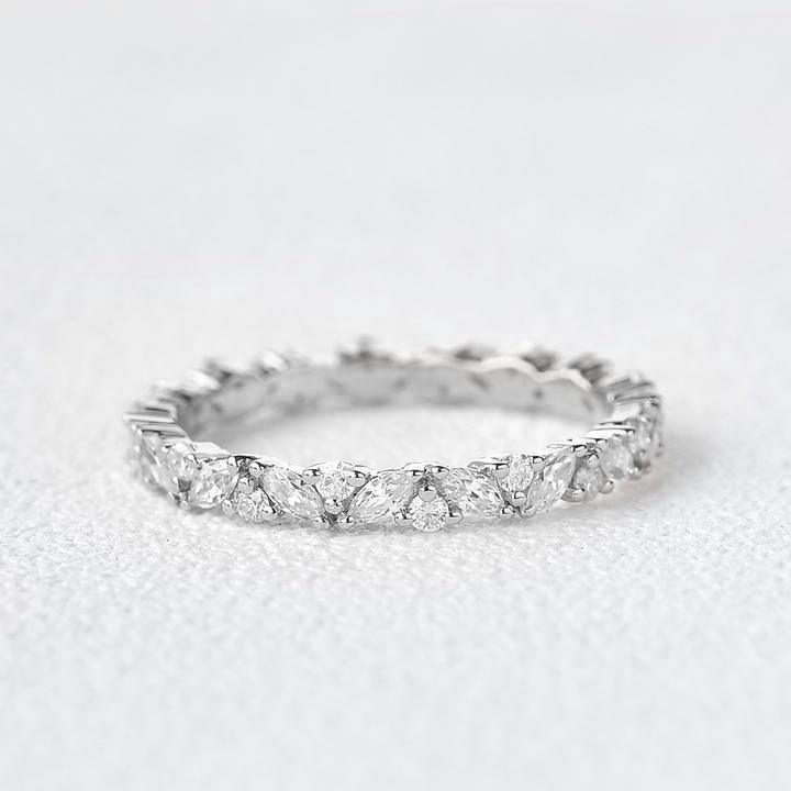 0.4 CT Round And Marquise Alternative Moissanite Wedding Band - violetjewels