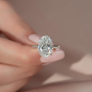 3.5-5.5 CT Oval CVD Diamond Hidden Halo Setting Engagement Ring