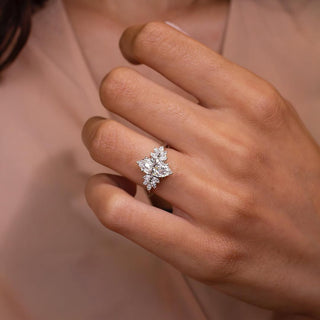 2.0-4.0 CT Marquise Lab Grown Diamond Cluster Style Engagement Ring