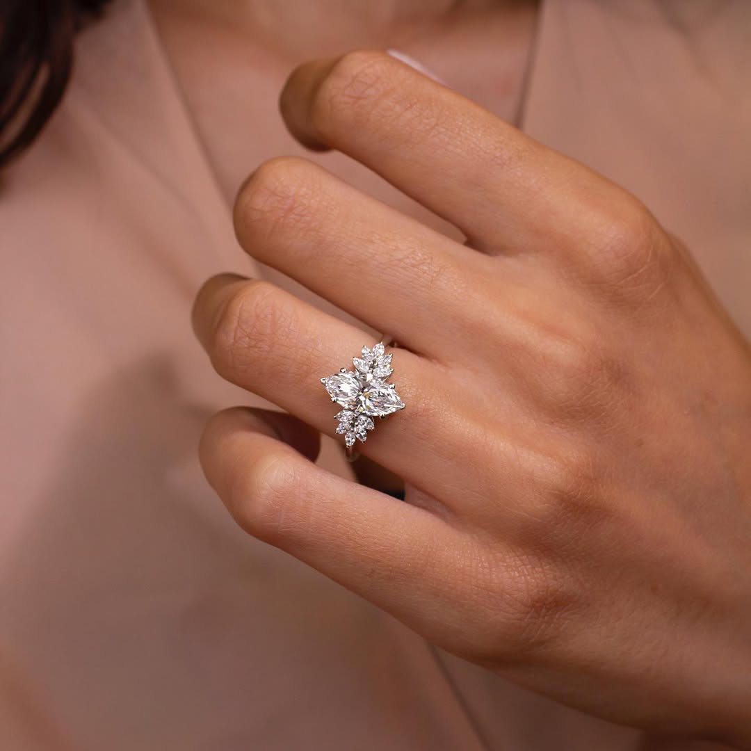 2.0-4.0 CT Marquise Lab Grown Diamond Cluster Engagement Ring