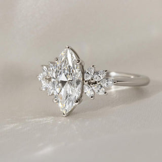 2.0-4.0 CT Marquise Lab Grown Diamond Cluster Style Engagement Ring
