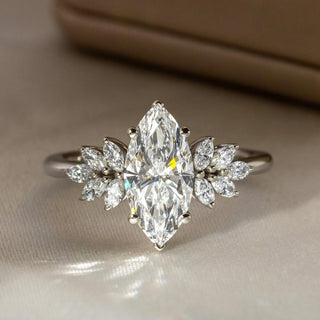 2.0-4.0 CT Marquise Lab Grown Diamond Cluster Style Engagement Ring