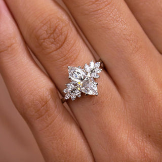 2.0-4.0 CT Marquise Lab Grown Diamond Cluster Style Engagement Ring