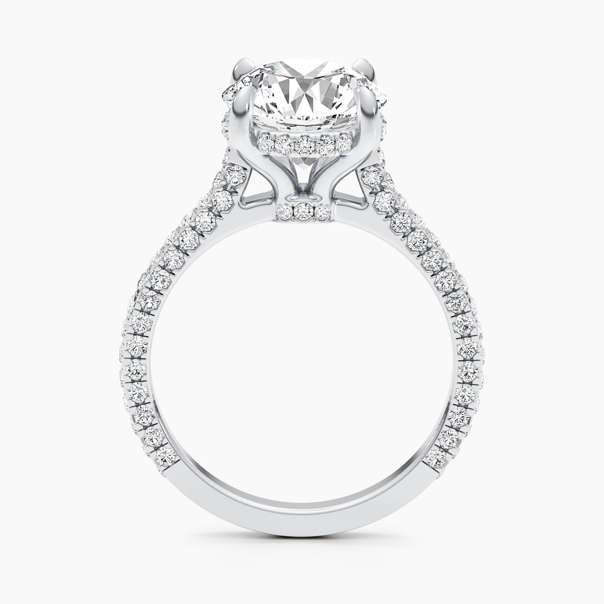 2.8ct Round F- VS Hidden Halo & Pave Diamond Engagement Ring