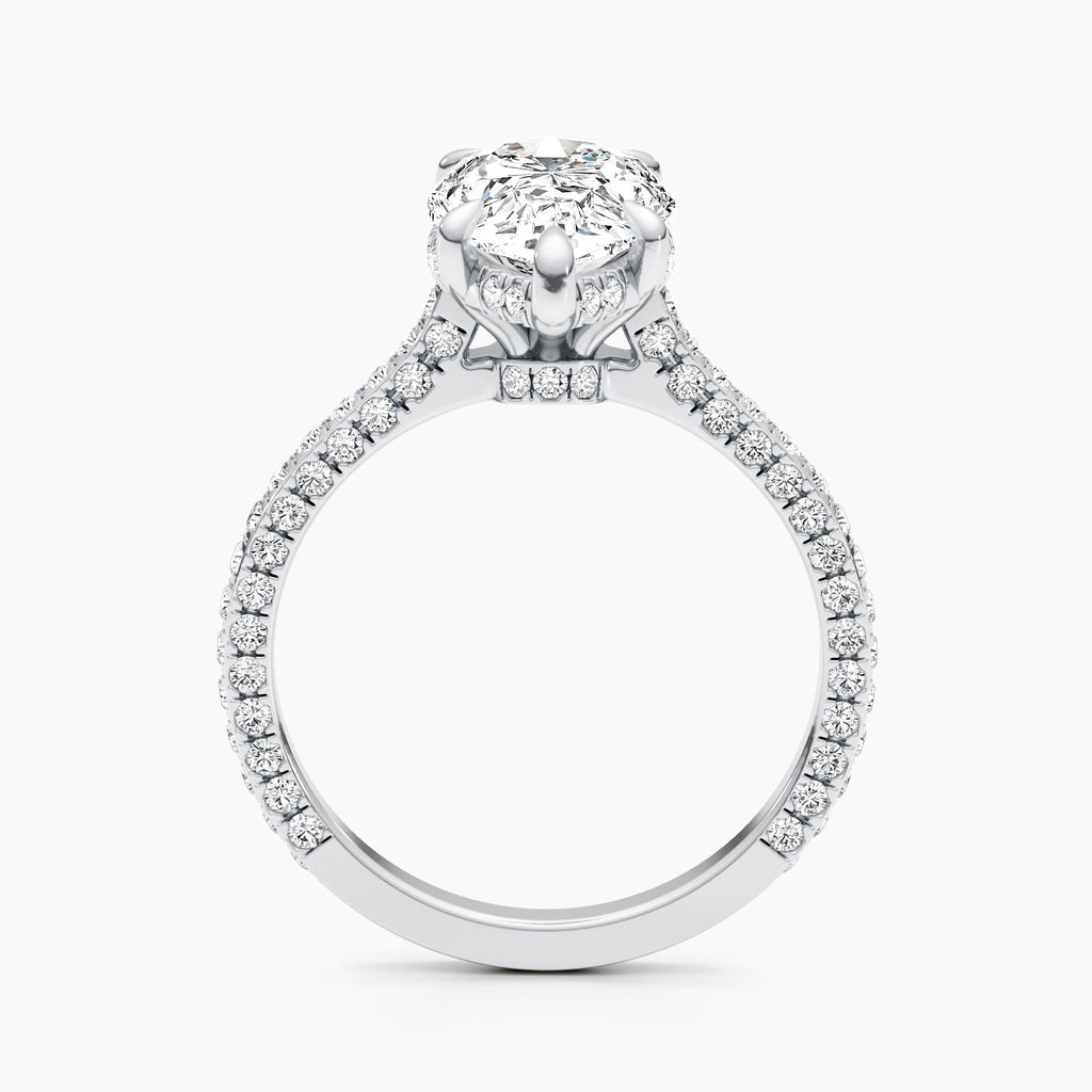 2.51ct Pear F- VS Hidden Halo & Pave Diamond Engagement Ring