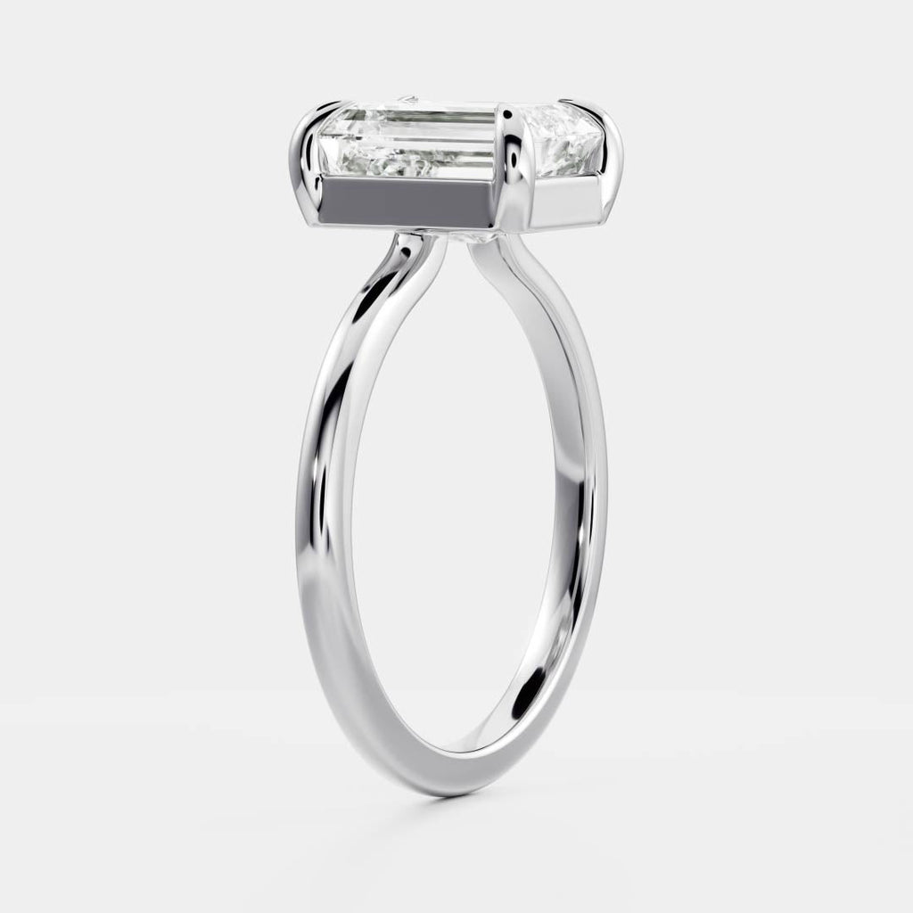 2.50 - 3.50 CT Emerald Cut Solitaire Style Moissanite Engagement Ring