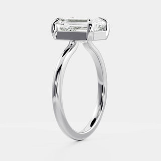 2.50 - 3.50 CT Emerald Cut Solitaire Style Moissanite Engagement Ring