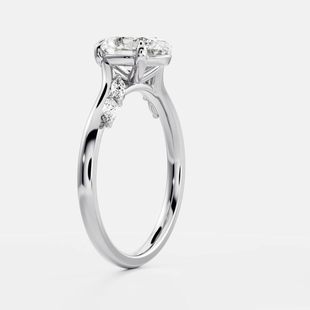1.50-2.50 CT Oval Cut Cluster Style Moissanite Engagement Ring