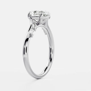 1.50 - 2.50 CT Oval Cut Cluster Style Moissanite Engagement Ring