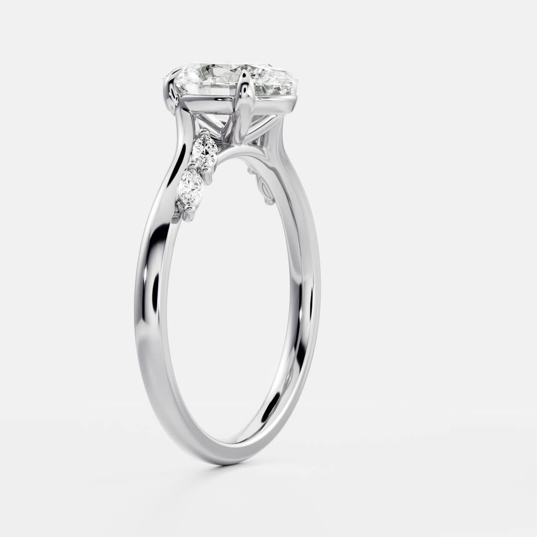 1.50-2.50 CT Oval Cut Cluster Style Moissanite Engagement Ring