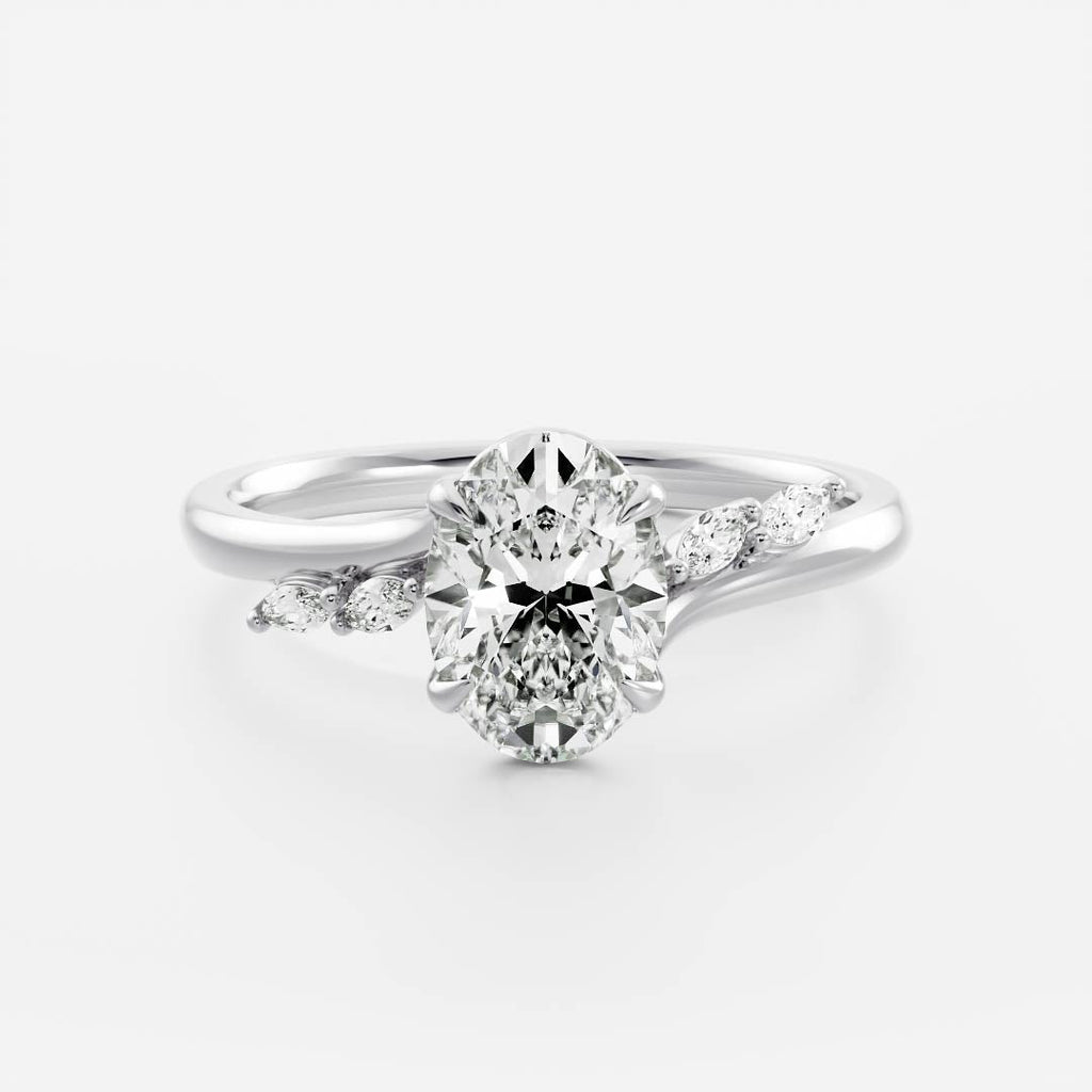 1.50-2.50 CT Oval Cut Cluster Style Moissanite Engagement Ring