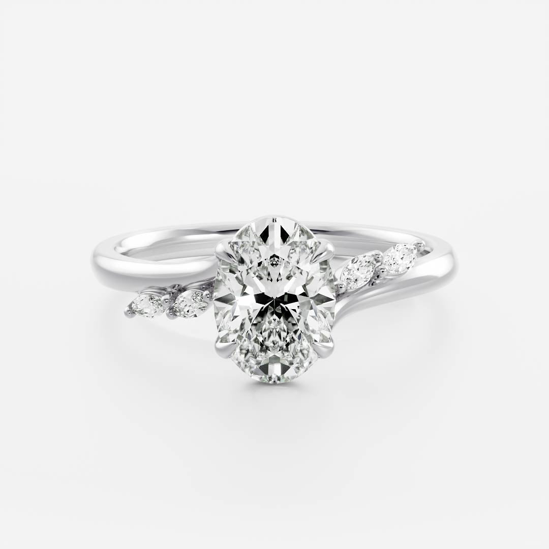 1.50-2.50 CT Oval Cut Cluster Style Moissanite Engagement Ring
