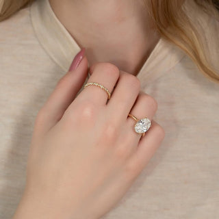 2.0-4.0 CT Oval CVD Diamond Hidden Halo Setting Engagement Ring