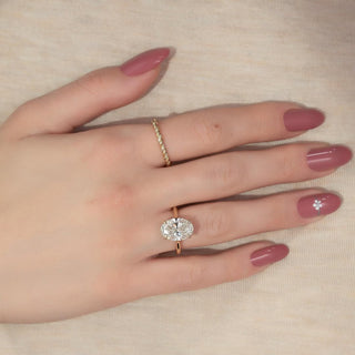 2.0-4.0 CT Oval CVD Diamond Hidden Halo Setting Engagement Ring