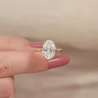 2.0-4.0 CT Oval CVD Diamond Hidden Halo Setting Engagement Ring