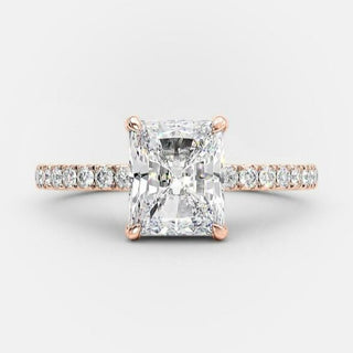 1.67 CT Radiant Hidden Halo & Pave Moissanite Engagement Ring - violetjewels