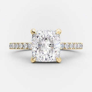 3.25 CT Cushion Pave Moissanite Engagement Ring - violetjewels
