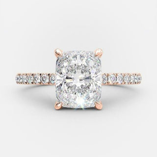 2.33 CT Cushion Hidden Halo & Pave Moissanite Engagement Ring - violetjewels