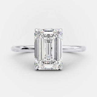 2.0 CT Emerald Cut Hidden Halo Style Moissanite Engagement Ring - violetjewels