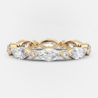 0.50 TCW Marquise And Round Cut Alternative Moissanite Wedding Band - violetjewels