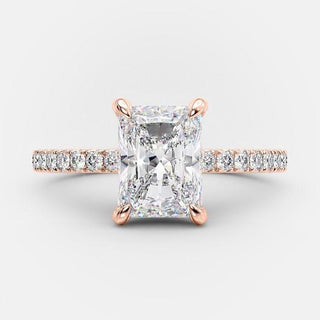 3.51 CT Radiant Cut Solitaire & Hidden Halo Setting Moissanite Engagement Ring - violetjewels