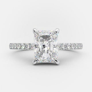 3.51 CT Radiant Cut Solitaire & Hidden Halo Setting Moissanite Engagement Ring - violetjewels