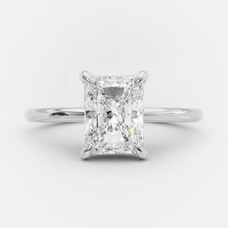 2.43 CT Radiant Cut Hidden Halo Style Moissanite Engagement Ring - violetjewels
