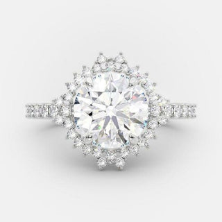 2.0 CT Round Cut Halo Style Moissanite Engagement Ring - violetjewels