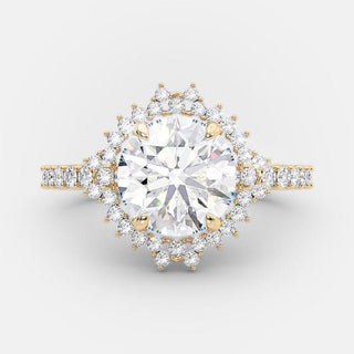 2.0 CT Round Cut Halo Style Moissanite Engagement Ring - violetjewels