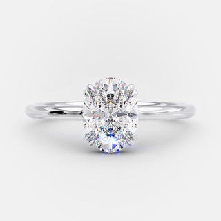 1.33 CT Oval Hidden Halo Style Moissanite Engagement Ring - violetjewels