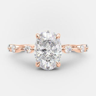 2.1 CT Oval Dainty Pave Moissanite Engagement Ring - violetjewels
