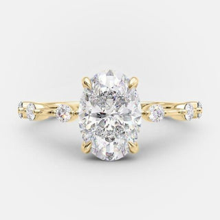 2.1 CT Oval Dainty Pave Moissanite Engagement Ring - violetjewels