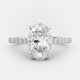 4.0 CT Oval Cut Solitaire & Pave Moissanite Engagement Ring - violetjewels