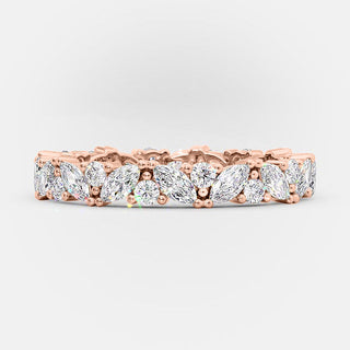 0.80 TCW Marquise and Round Cut Alternative Style Wedding Band - violetjewels