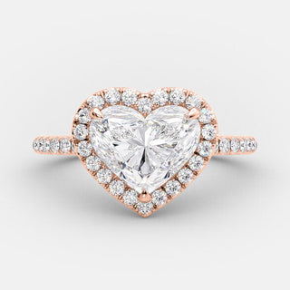 2.0 CT Heart Cut Halo Style Moissanite Engagement Ring - violetjewels