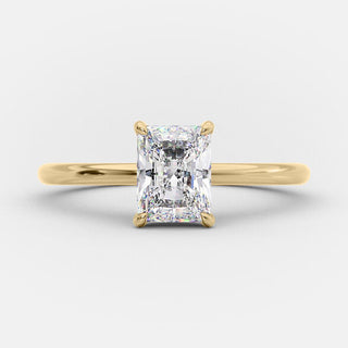 1.04 CT Radiant Hidden Halo Moissanite Engagement Ring - violetjewels