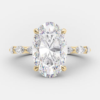 4.0 CT Oval Cut Dainty Style Pave Moissanite Engagement Ring - violetjewels
