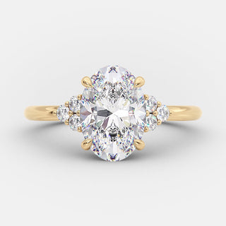 2.72 CT Oval Cut Cluster Setting Moissanite Engagement Ring - violetjewels