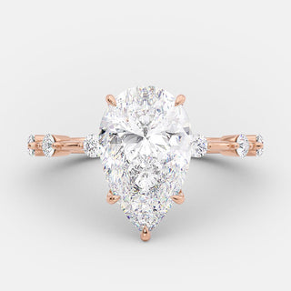 2.50 CT Pear Cut Dainty Pave Setting Moissanite Engagement Ring - violetjewels