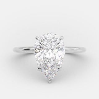 3.10 CT Pear Cut Hidden Halo Style Moissanite Engagement Ring - violetjewels